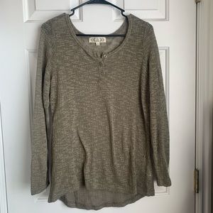 Green, pink rose, thin long sleeve, size: Large